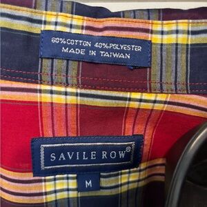 Savile Row Men's Casual Button Down Shirt - Red and Blue Plaid